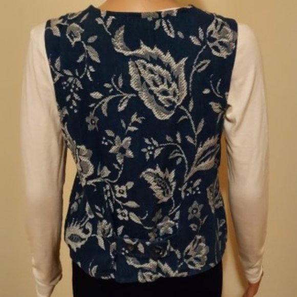 ORVIS VINTAGE EMBROIDERED FLORAL DENIM VEST SIZE SMALL NWOT - Picture 3 of 5